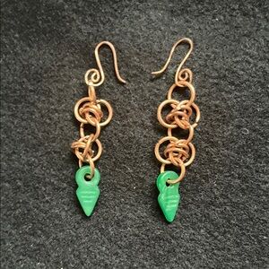 Elegant Copper and Green Dangle Earrings